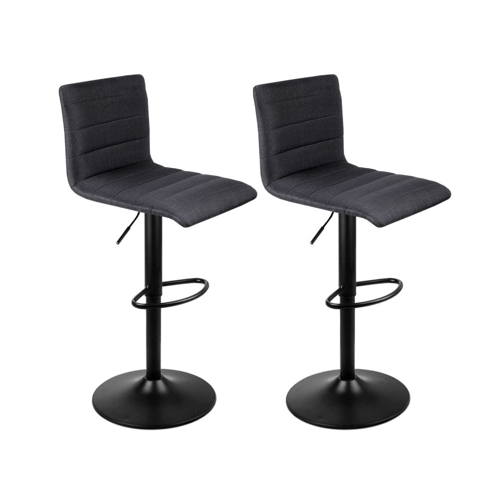 Artiss Set Of 2 Faux Linen Bar Stools Black Benches Bar Stools