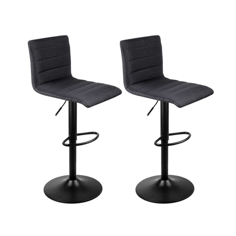 Artiss Set Of 2 Faux Linen Bar Stools Black Benches Bar Stools