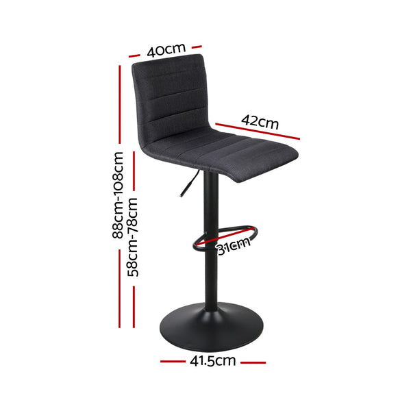 Artiss Set Of 2 Faux Linen Bar Stools Black Benches Bar Stools