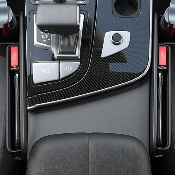 Multifunctional Car Front Seat Gap Black Faux Leather Storage Holder With Cup Car Organisers