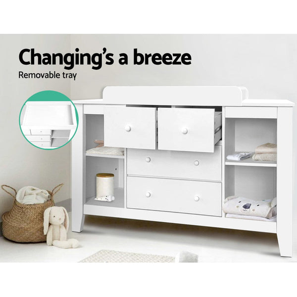 Keezi Little One Change Table Tall Boy Drawers Dresser Chest Storage Cabinet White Dressers & Chests Of Drawers