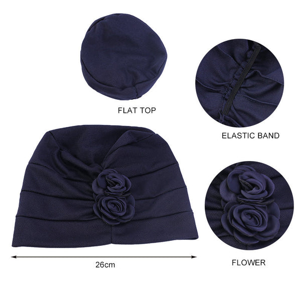 Ethnic Headscarf Chemotherapy Two Flower Headwear For Women Polyester Frosted Scarves & Wraps