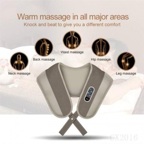 U Shape Electrical Shiatsu Neck And Shoulder Massager Shawl Roller Heat