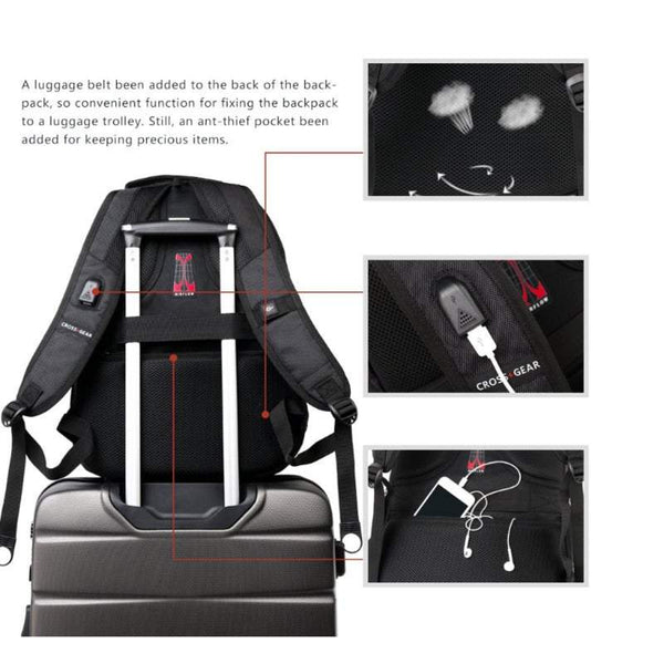 Laptop Backpack 15.6 Inch Laptops Tablets Storage Bag Usb Charging Port Combination Lock Laptop Cases & Bags