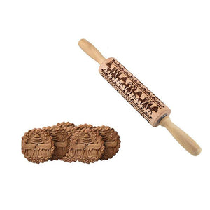 Rolling Pins Embossed Wooden With Patterns Baking Tools