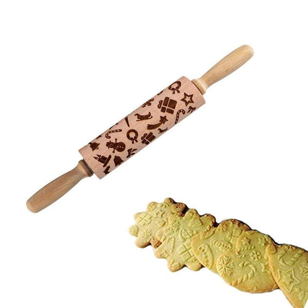 Rolling Pins Embossed Wooden With Patterns Baking Tools