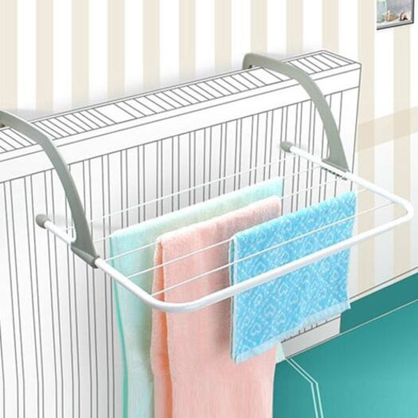 Balcony Indoor Outdoor Telescopic Clothes Pole Folding Drying Rack Gray Big Size