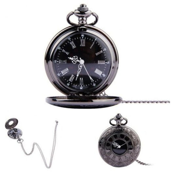Veile Studios Baldr Pocket Watch Roman Numerals Quartz Black Pocket Watches