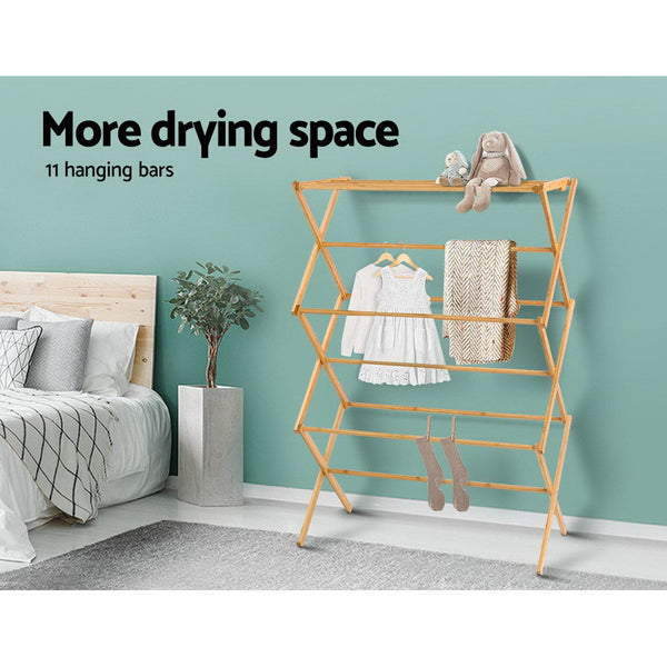 Artiss Clothes Rack Airer Foldable Bamboo Drying Laundry Dryer Garment Hanger Clothes Airers