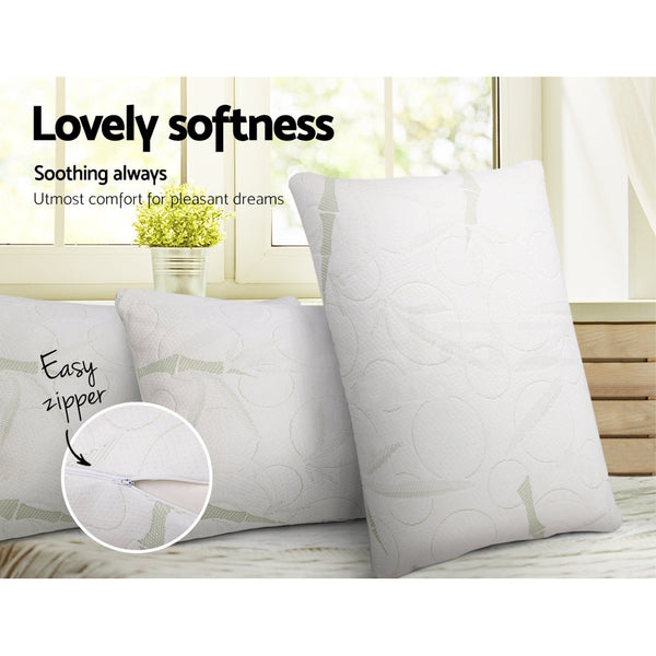 Giselle Set Of 2 Bamboo Pillow With Memory Foam Pillows