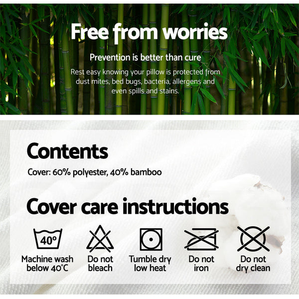 Giselle Set Of 2 Bamboo Pillow With Memory Foam Pillows