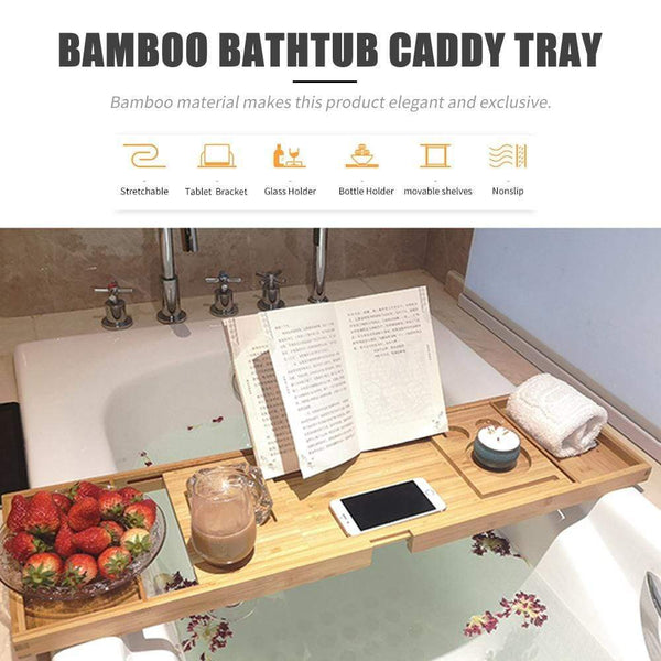 Bamboo Bathtub Tray Luxury Relaxation Self Care Bathroom Accessories Bath Caddies & Trays