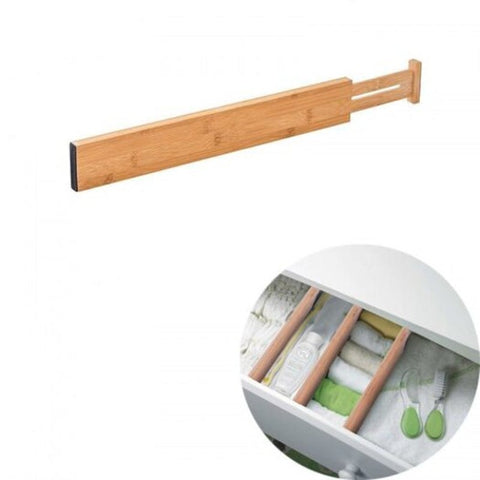 Bamboo Drawer Divider Kitchen Storage Organizer Adjustable Organic Material One Pack