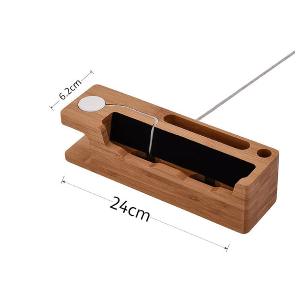 Bamboo Desktop Mobile Phone Bracket Base Multifunctional Watch Mounts & Holders