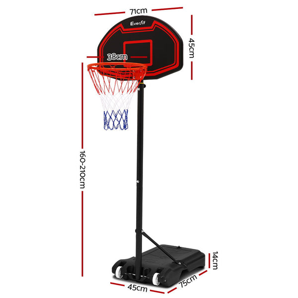 Everfit 2.1M Portable Basketball Stand Hoop System Rim Black Basketball Backboards