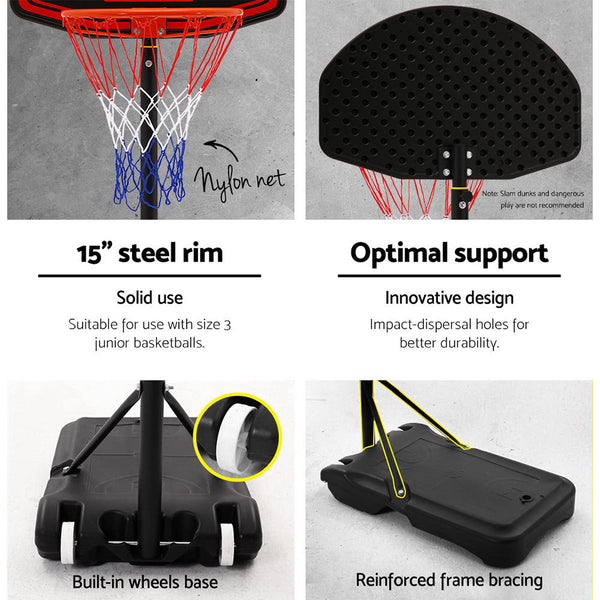 Everfit 2.1M Portable Basketball Stand Hoop System Rim Black Basketball Backboards