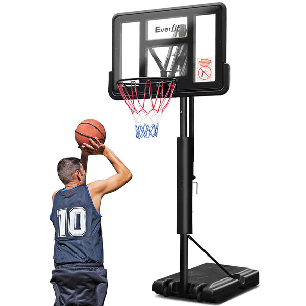Everfit 3.05M Basketball Hoop Stand System Ring Portable Net Height Black Basketball Backboards