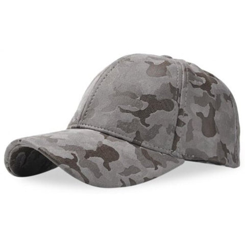 Baseball Cap Men Women Suede Camouflage Adjustable Hat Dark Gray
