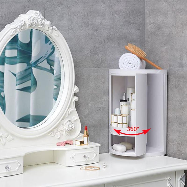 Rotating Corner Storage Bathroom Cosmetics Organisation Toiletries Holder Bathroom Storage & Organisers