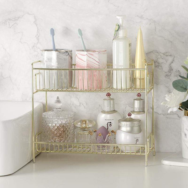 Gold Glow Storage Rack Two Level Bathroom Toiletries Shelf Bathroom Storage & Organisers