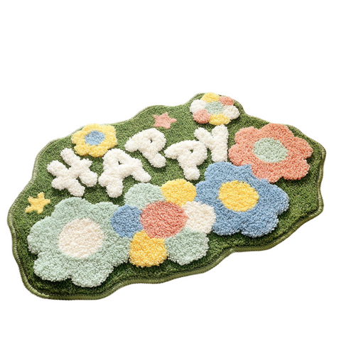 Bathroom Rugs Non Slip Soft Microfiber Mat Extra Water Absorbent Floral Shower Floor Carpet Bath Mats Rugs & Toilet Covers