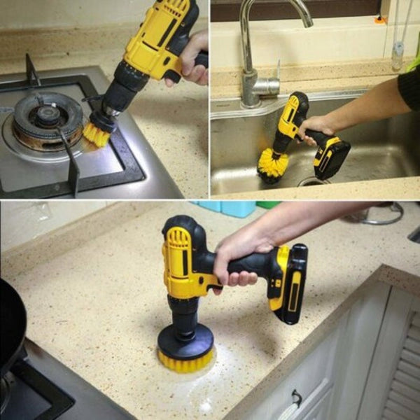 Bathroom Surfaces Tub Shower Tile And Grout All Purpose Powerscrubber Drill Brush Cleaning Kit Yellow