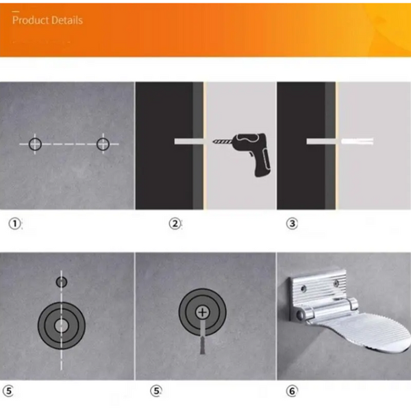 Bathroom Non Slip Foot Washing Board Shower Footstool Aluminium Alloy Wall Mounted Auxiliary Pedal Rest Pedestal Holder Other Shower & Bath Accessorie