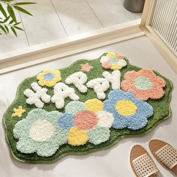 Bathroom Rugs Non Slip Soft Microfiber Mat Extra Water Absorbent Floral Shower Floor Carpet Bath Mats Rugs & Toilet Covers