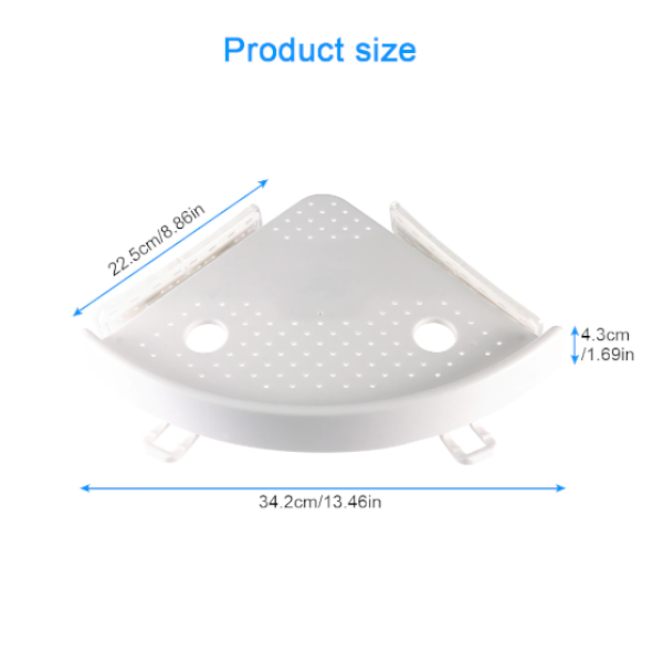 Bathroom Triangular Storage Shelf With Hooks Corner Organiser Shelves