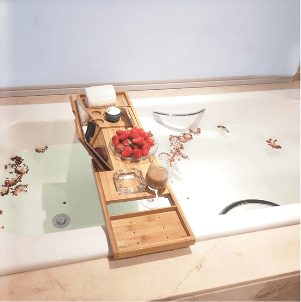 Bamboo Bathtub Tray Luxury Relaxation Self Care Bathroom Accessories Bath Caddies & Trays