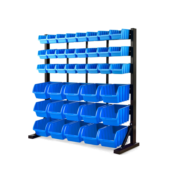 Baumr Ag 39 Parts Bin Rack Storage System Floor Mount Blue Tool Boxes