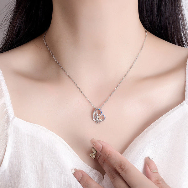 Veile Studios Love Couple Necklace With Colourful Rhinestones Heart Shaped For Valentine's Day Gift Necklaces & Pendants