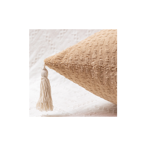 Elosung 2 X Classic White Textured Velvet Throw Pillow Covers With Tassels Decorative Square Cushions 45*45Cm Cushion Covers