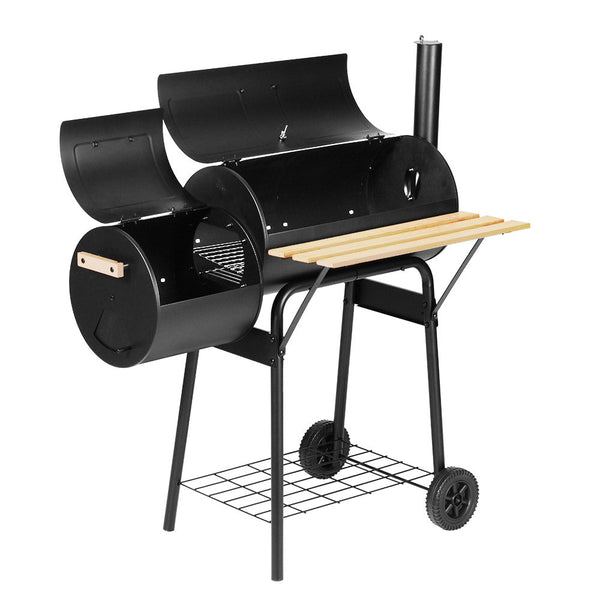 Grillz 2 In 1 Offset Bbq Smoker Black Barbecues Grills & Smokers