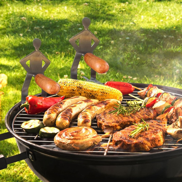 Bbq Stainless Steel Sausage Holder 3 Pieces Portable Standing Man Fun Fork Camping Picnic Garden Kitchen Gifts Men Barbecues Grills & Smokers