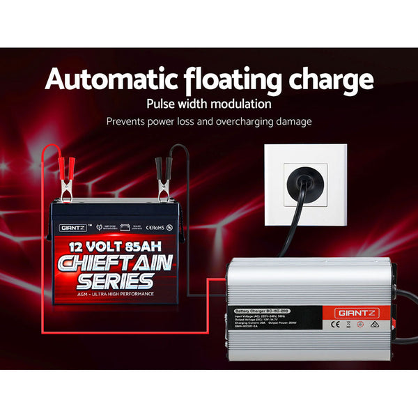 Giantz 12V Car Battery Charger Inverter 20 Amp Atv 4Wd Boat Motorcycle Battery Chargers