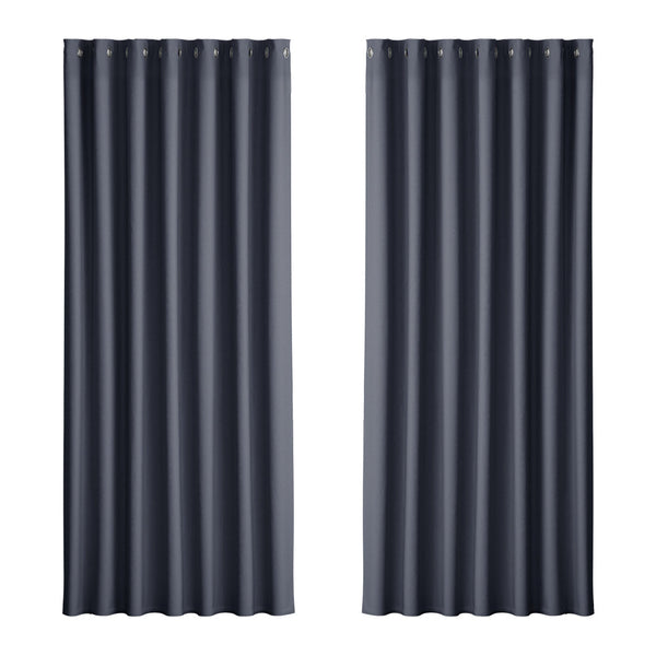 Artiss 2X Blockout Curtains Blackout Eyelet 240X230cm Charcoal Curtains & Drapes