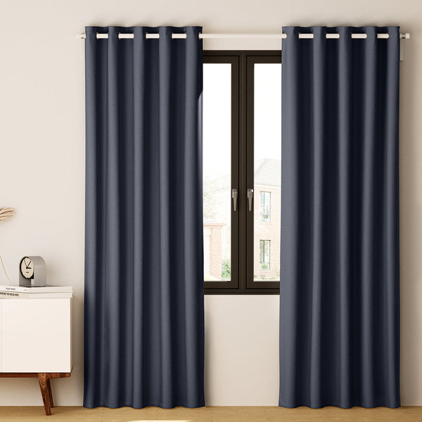 Artiss 2X Blockout Curtains Blackout Eyelet 240X230cm Charcoal Curtains & Drapes
