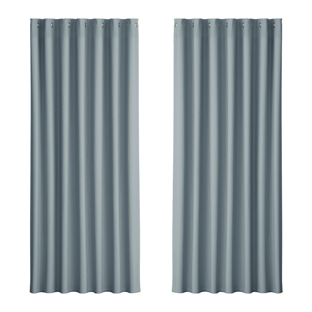 Artiss 2X Blockout Curtains Blackout Window Eyelet 240X230cm Grey