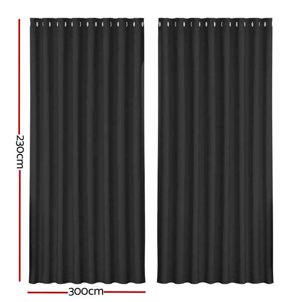 Artiss 2X Blockout Curtains Blackout Eyelet 300X230cm Curtains & Drapes