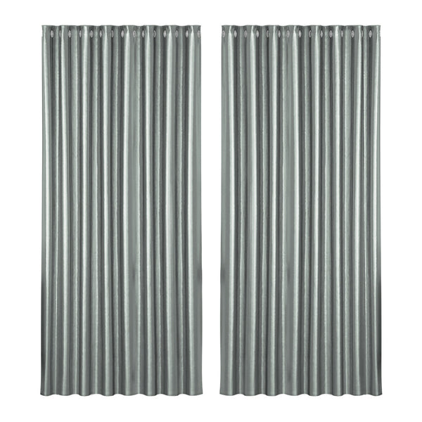 Artiss 2X Blockout Curtains Blackout Eyelet 300X230cm Grey Curtains & Drapes