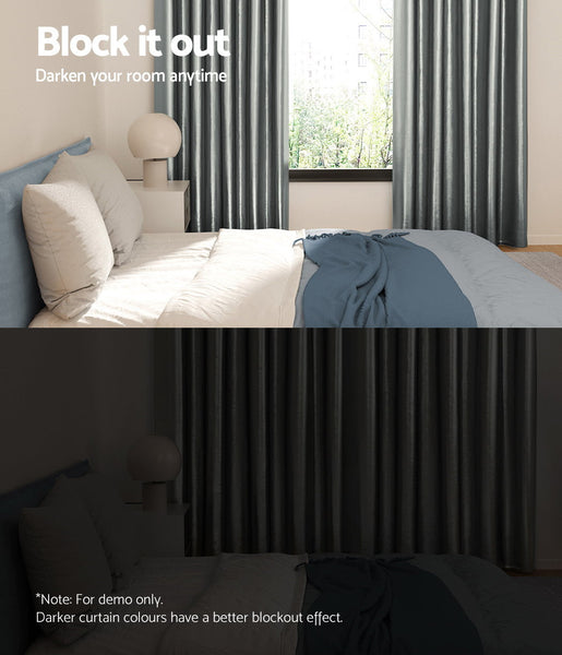Artiss 2X Blockout Curtains Blackout Window Eyelet 300X230cm Grey
