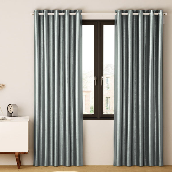 Artiss 2X Blockout Curtains Blackout Eyelet 300X230cm Grey Curtains & Drapes