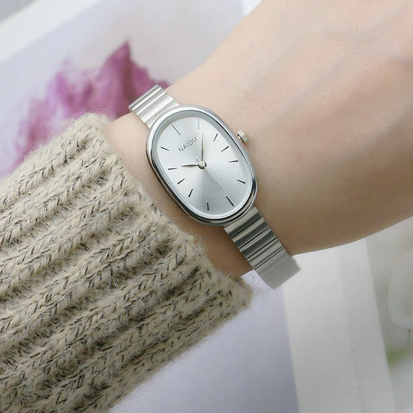 Oval Small Kit Bamboo Strap Girls Watch Fashion Quartz Timepiece Watches
