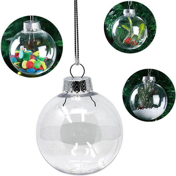 6Pcs Transparent Plastic Christmas Bauble Ball Tree Decorations