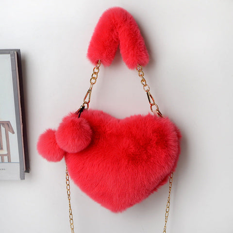 Love Bags Soft Plush Handbags Women Valentine's Day Party