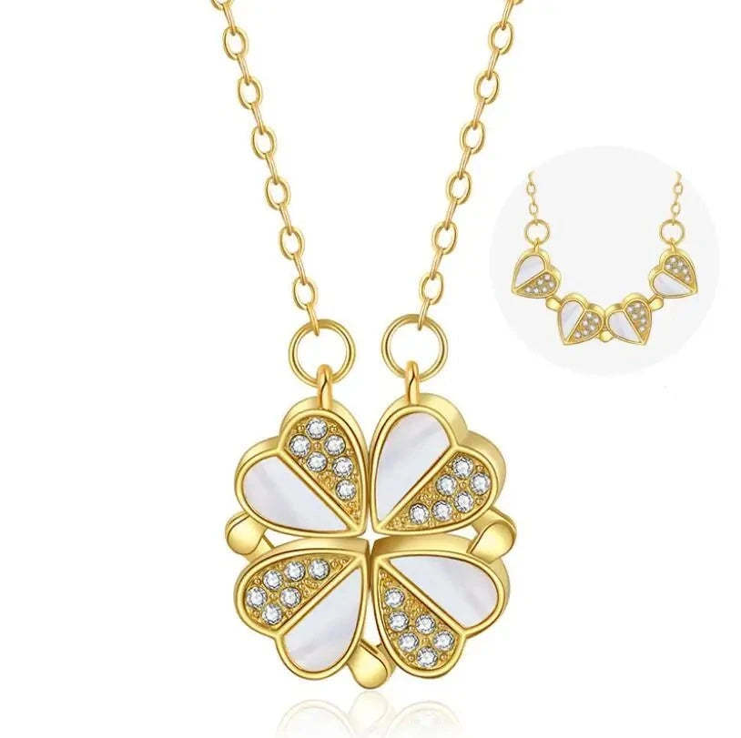 Veile Studios Luxury Four Leaf Clover Pendant Necklace Stainless Steel Heart Jewelry For Women Gift Necklaces & Pendants
