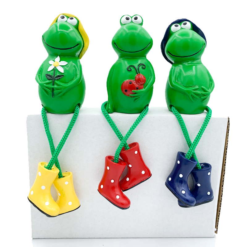 3Pcs / Set Cute Resin Green Frogs Garden Decor Ornaments & Statues