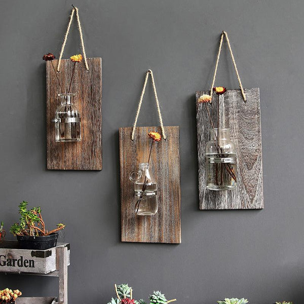 Glass Vase On Hanging Wall Plaque Decor Vases