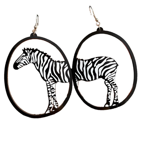 Veile Studios Acrylic Dangle Round Asymmetric Black Animals Drop Jewellery Earrings